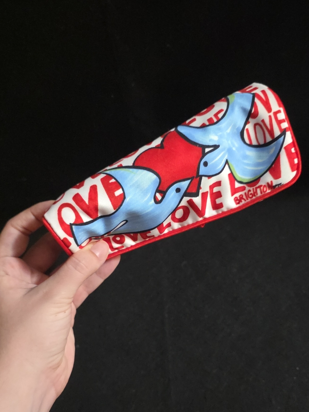 Brighton Red & Blue LOVE Bird Jewelry Travel Pouch